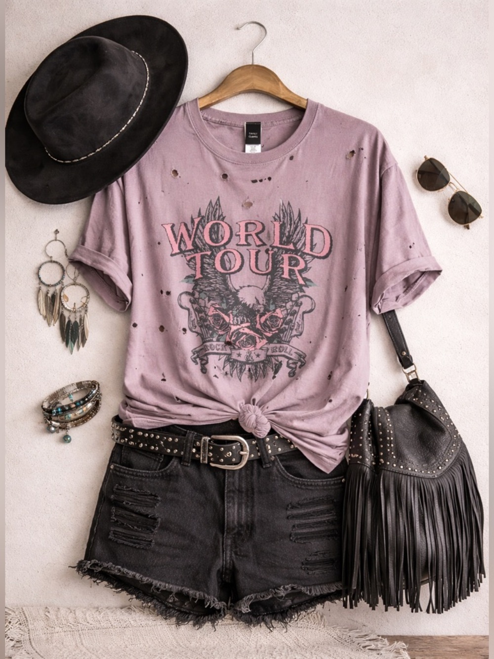New – Sweet Claire World Tour Rock & Roll Graphic Tee - Small